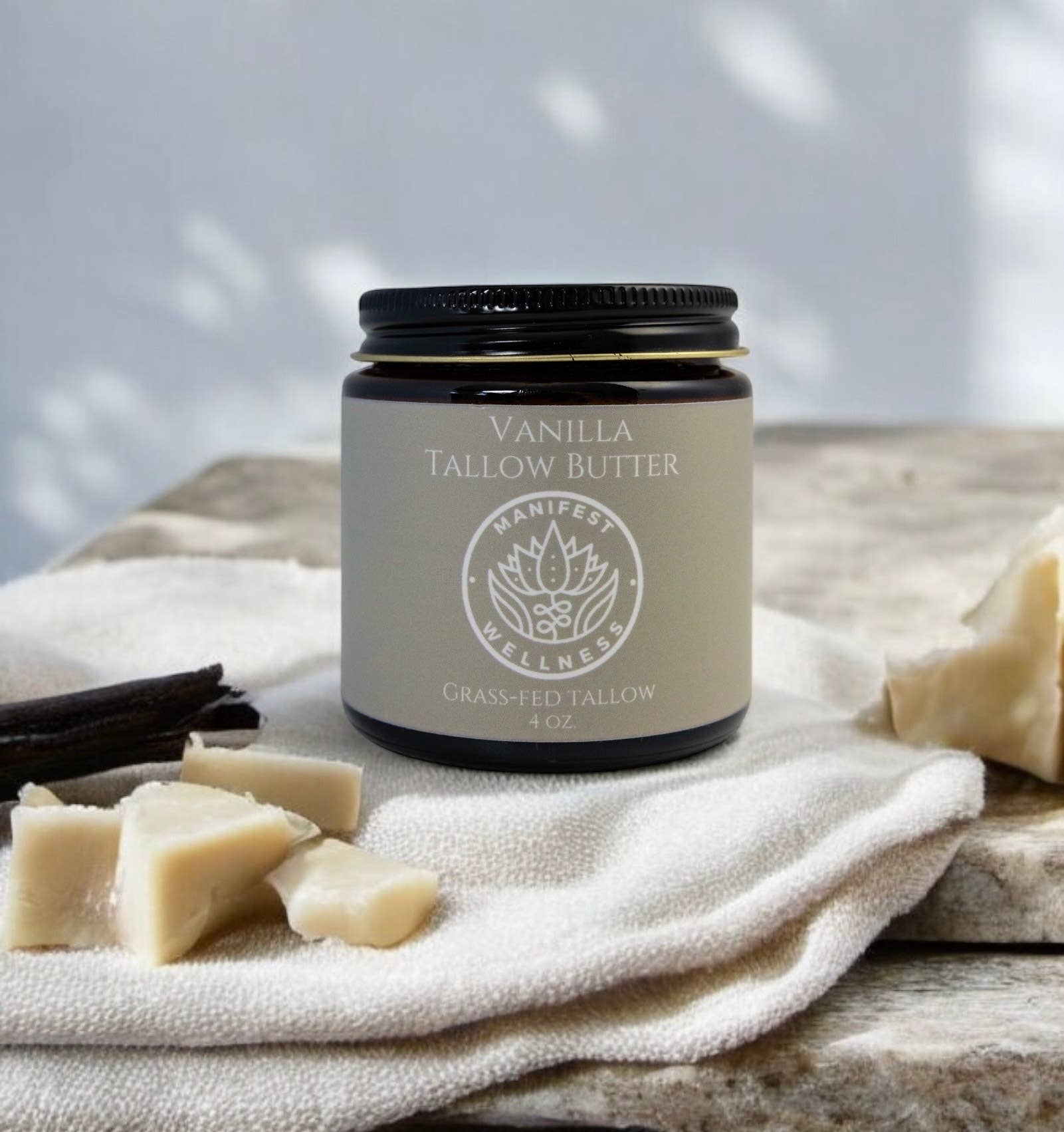 Manifest Wellness - Wholesale Body Balm/Butter - Vanilla Tallow Butter, Grass-fed 1
