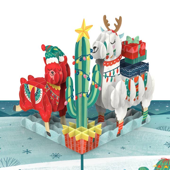 Cartão pop-up de llamas de Natal por atacado de papercrush