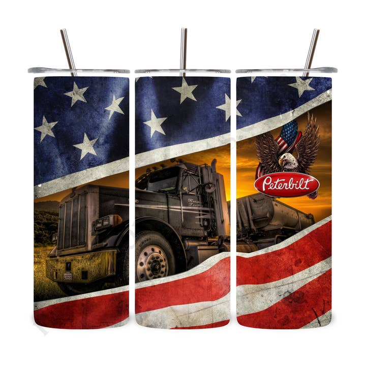 Peterbilt w/ Flag Tumbler for wholesale by Moyer Farm Parts