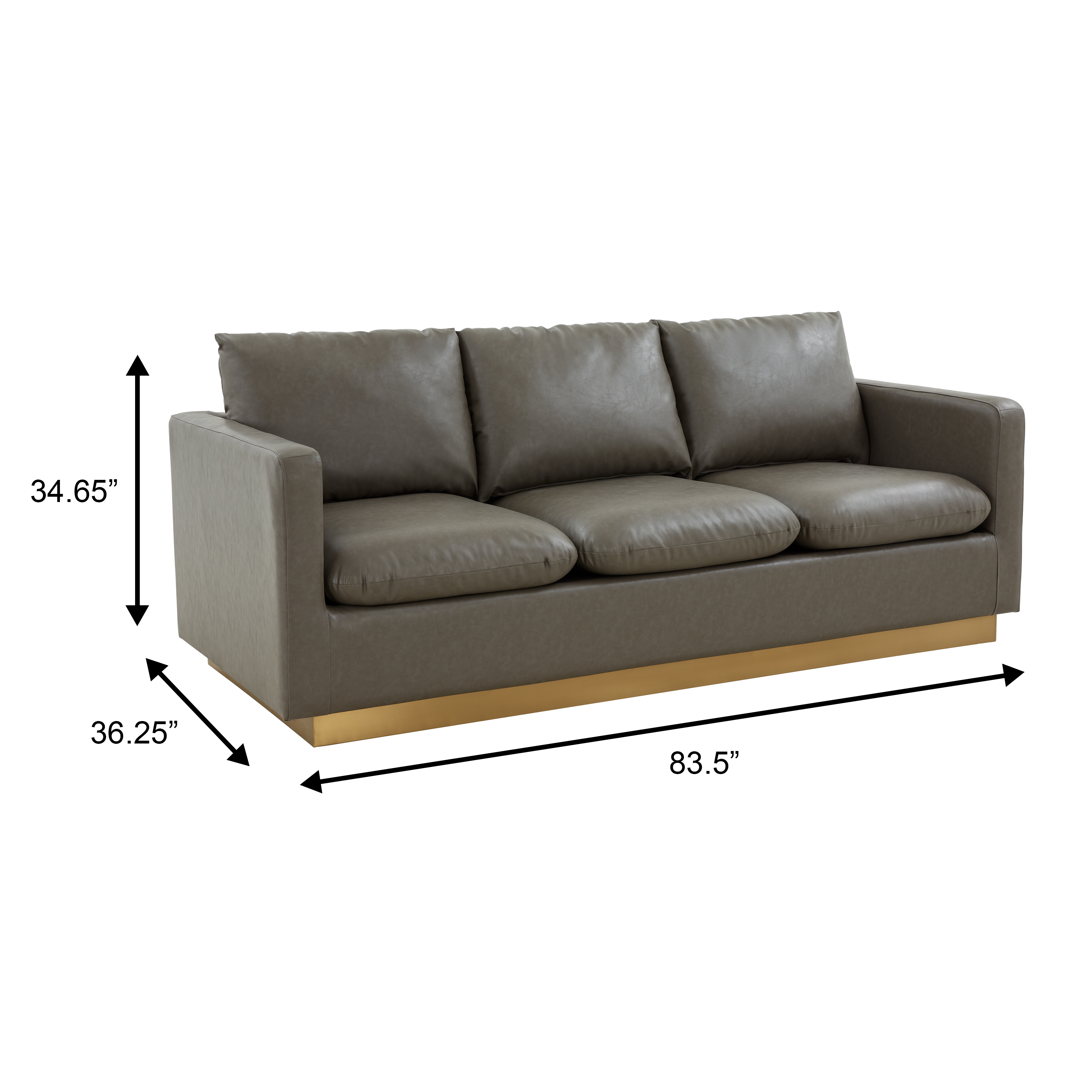 LeisureMod - Wholesale Sofa - Nervo 3-Seater Velvet/Leather Full Sofa with Gold Steel Base31