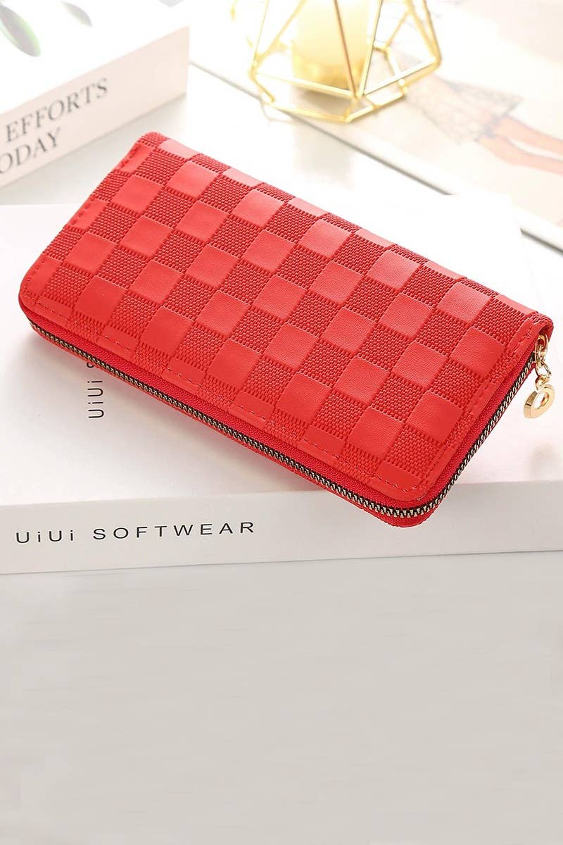 42POPS - Wholesale Wallet - Women's - ,....0806 Checkered Monogram Vegan Leather Long Wallet SI-279501