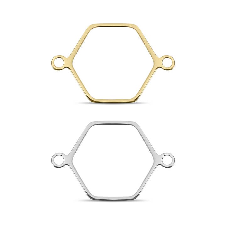 WJW - Wholesale Individual Charm/Pendant - Stainless Steel Hexagon Connector Charms