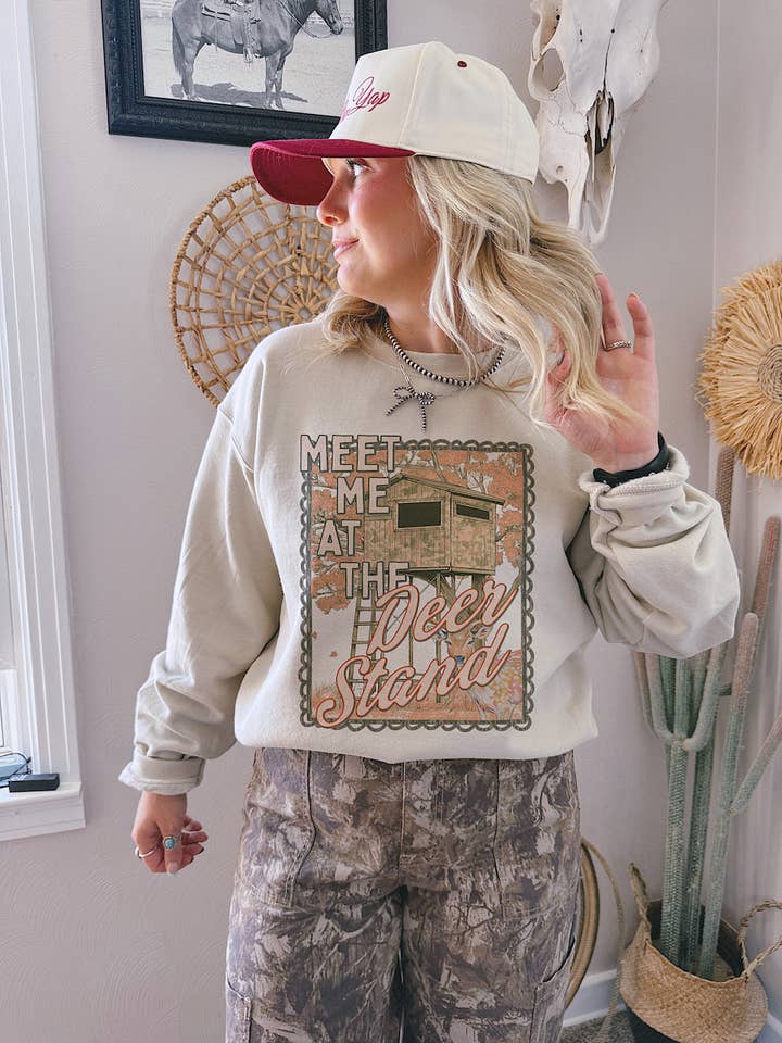 The Walking A - Wholesale Graphic Sweatshirt - Women's - MEET ME AT THE DEER STAND0