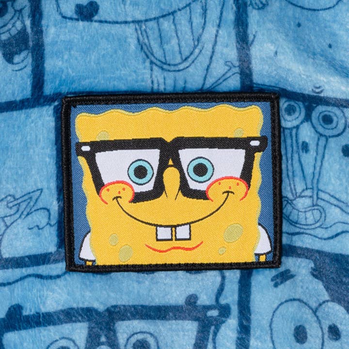 Navy SpongeBob SquarePants™ x Andy & Evan® | Kids (3-12) Spongebob Fleece Robe | Blue Collage for wholesale on Faire