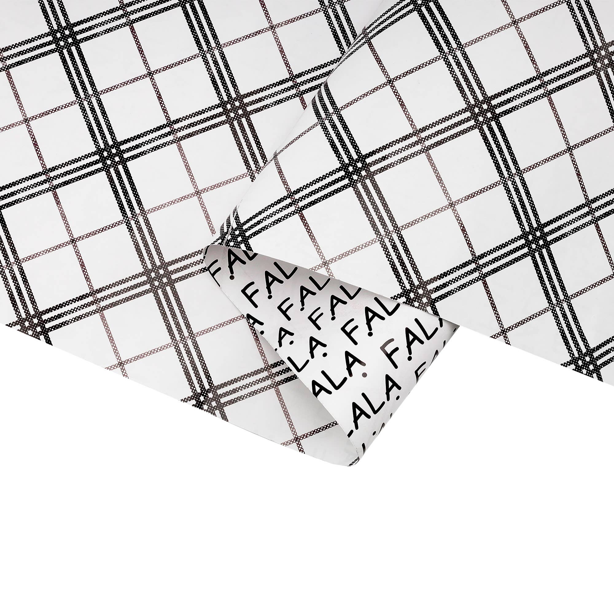 LA Ribbons Wholesale - Vente Rouleau de papier cadeau - Papier cadeau réversible de fête 30" x 10' | Carreaux noir, gris et blanc/FA LA LA4