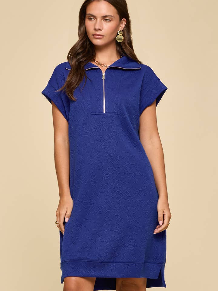 Half-Zip Jacquard Dress w/ Pockets for wholesale by Dear Scarlett