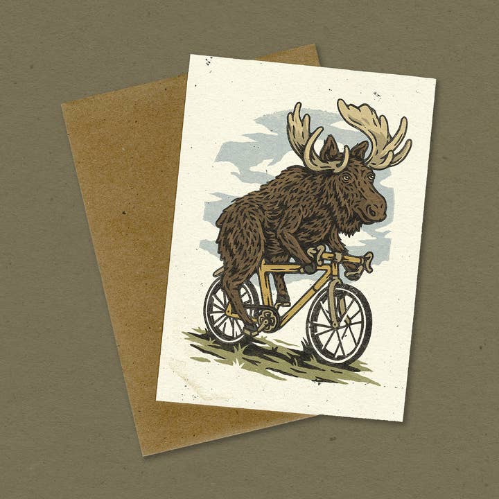 Biking Moose | Greeting Card for wholesale by Norris Design Company