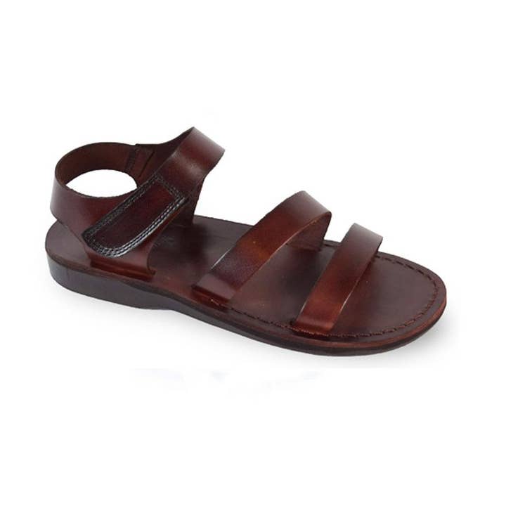 Jared - Sandales à velcro en cuir | Marron pour la vente par Jerusalem Sandals