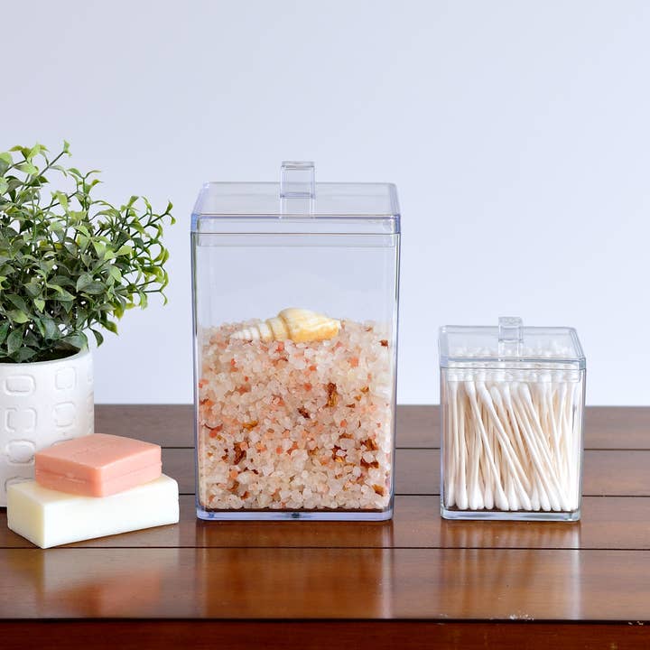 Youngever - Wholesale Apothecary Jar - Youngever 2 Pack 15OZ 60OZ Plastic Square Apothecary Jar