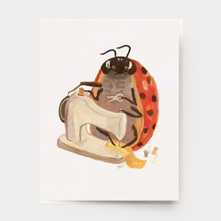 Carte de coccinelle à coudre pour la vente par Ingrid Press