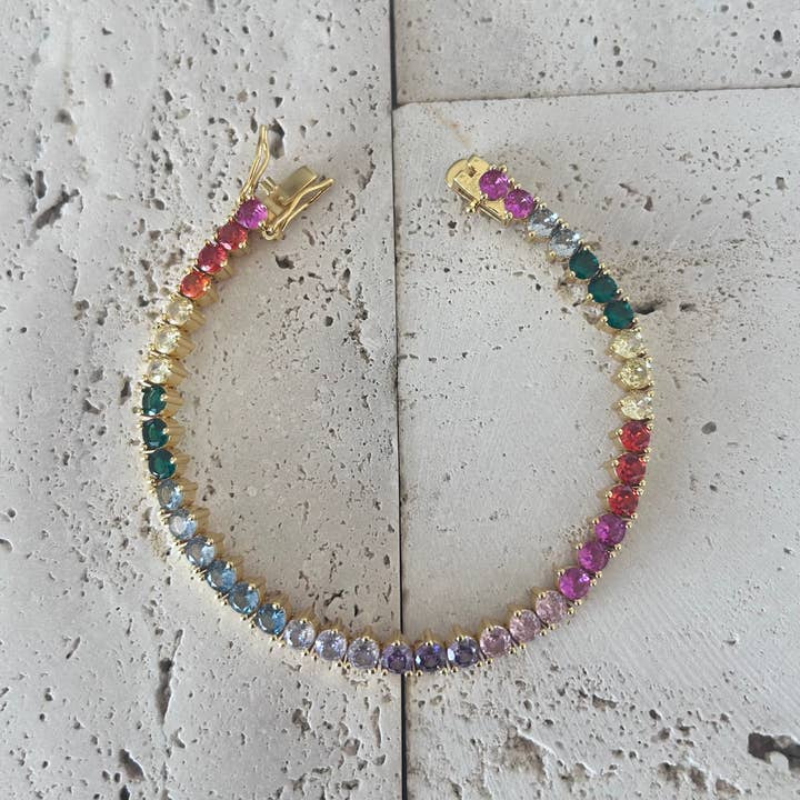 Amady Jewelry - Wholesale Tennis Bracelet - Tennis bracelet Colorful rainbow crystals 7