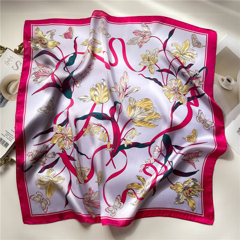 AK Brand – Großhandel Bandana – Damen – Mehrfarbiges Halstuch mit Blumendruck 70* 70 cm7