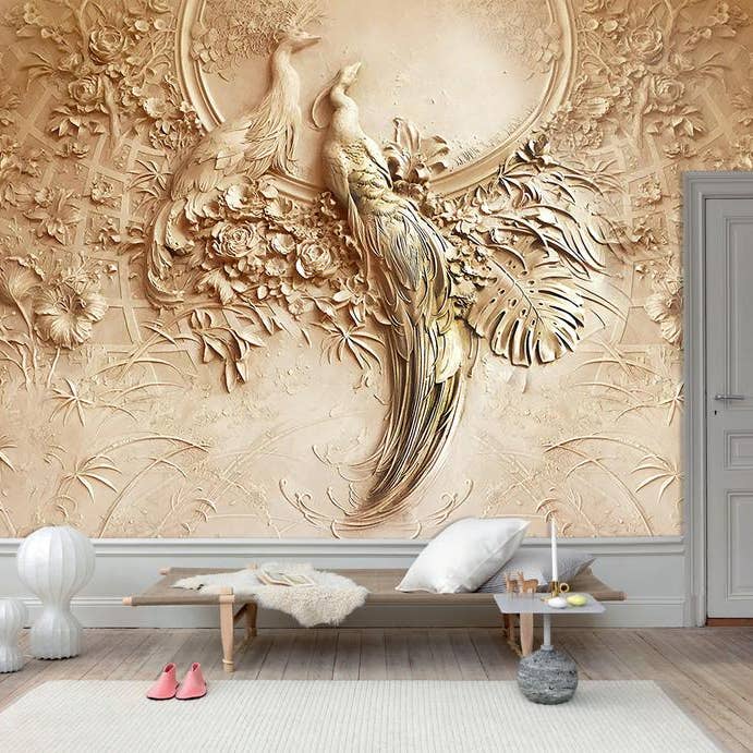 Les Panoramiques - Wholesale Wallpaper - Trompe l'oeil carved peacocks wallpaper3