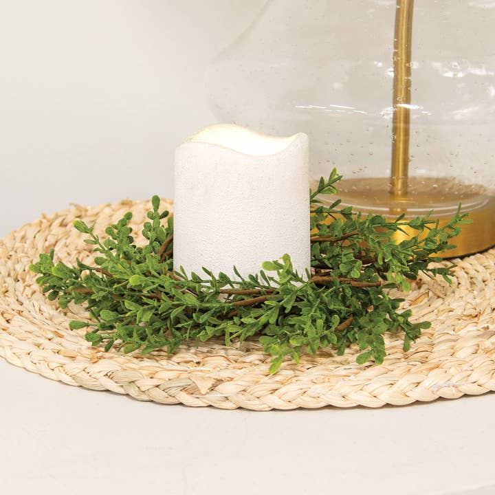 CWI Gifts - Wholesale Artificial Plant - Baby Boxwood Candle Ring - 3.5"1