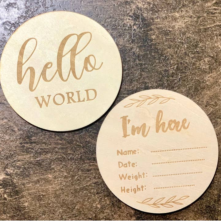 verona home and gift - Wholesale Milestone Art/Keepsake - Kids & Baby - 2 pcs Wooden Baby Announcement Sign, Photo Prop gift newborn