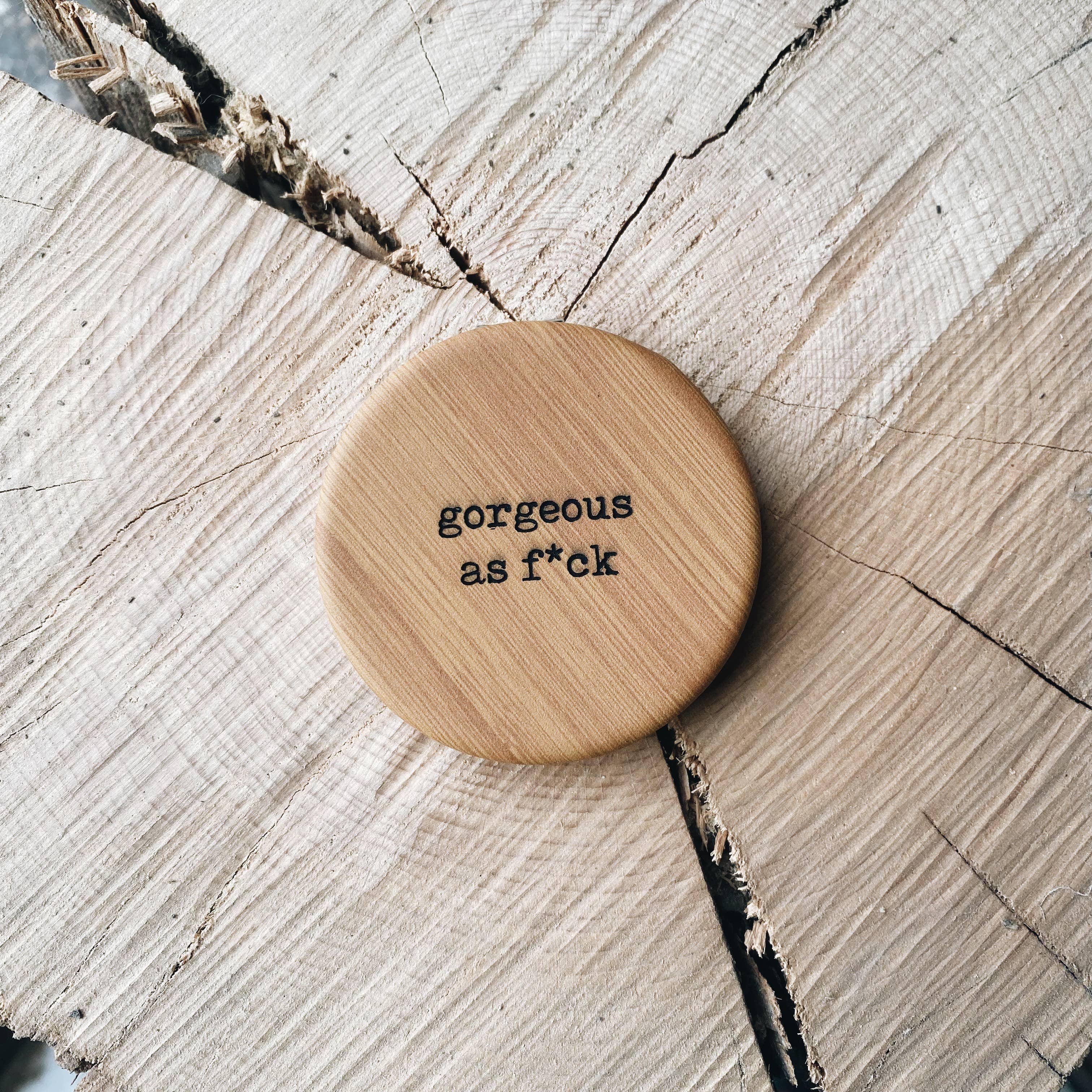 Spiritual Whiskey - Vendita all'ingrosso Specchietti da borsa - Specchi compatti in bambù in similpelle incisa//Regalo unico2