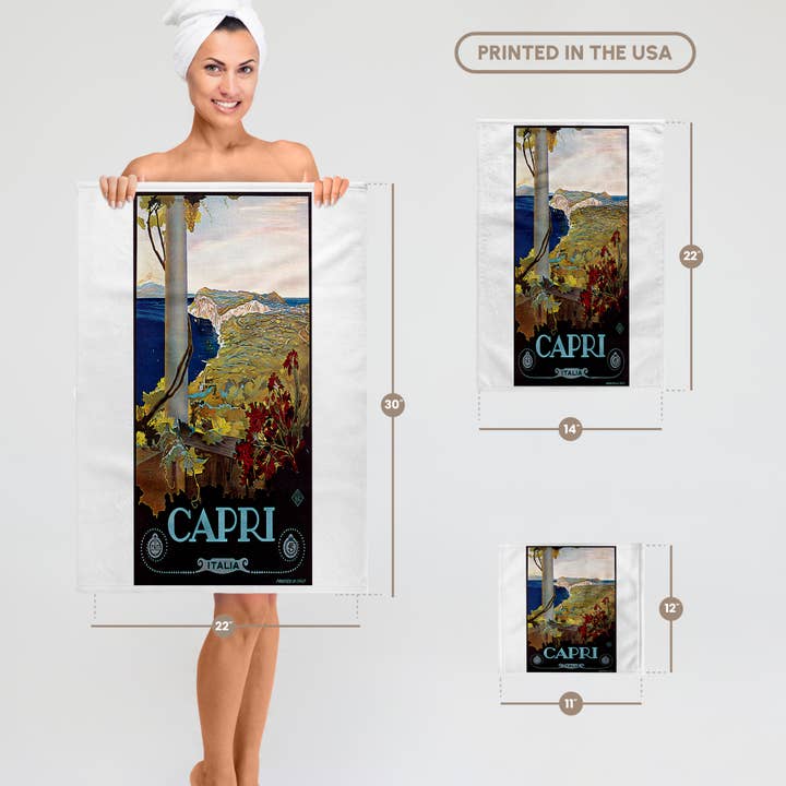 3dRose - Wholesale Bath Towel - 3dRose, Vintage Capri Italy Italian Travel Poster, Towel6