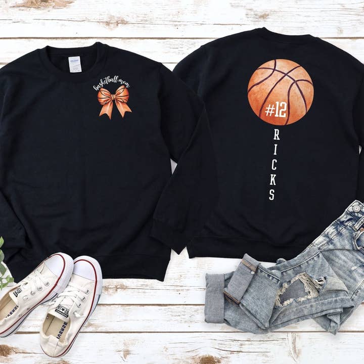 La Bella Rose Boutique - Wholesale Graphic Sweatshirt - Women's - Custom Basketball Mom Crew Sweatshirt Sports Sweater Gift5