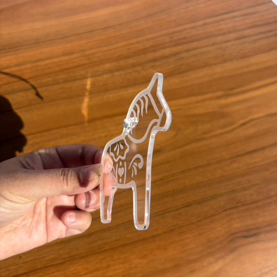 Scandinavian Hearts - Wholesale Ornament - Dala Horse Clear Acrylic Laser Cut Hanging Home Decor5