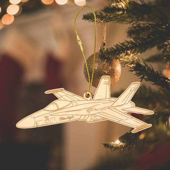 Blue Angels Ornament - Rustic Wood for wholesale by LeRoy Woodworks