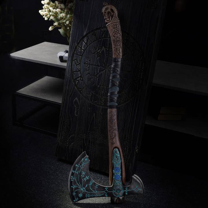 Leviathan Axe w/ Glowing Runes | Forged Kratos Axe | Viking for wholesale by AncientSmithy