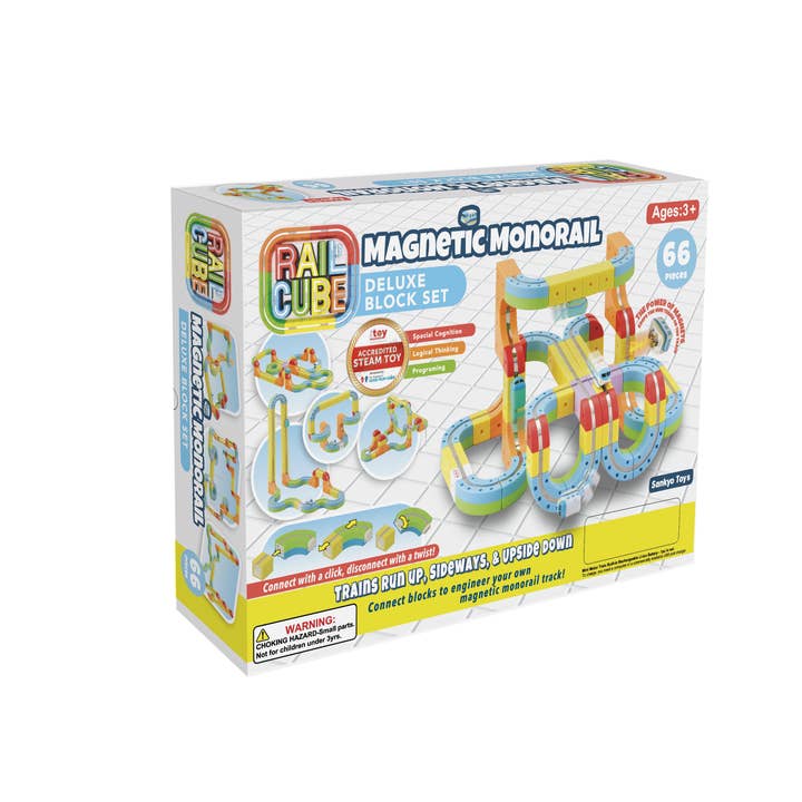 Meekins Corp - Wholesale Building Set - Kids - Rail Cube Magnetic Monorail Deluxe Set