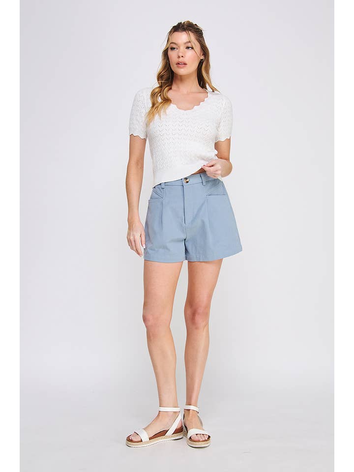 Allie Rose - Wholesale Shorts - Women's - Twill Box Pleat Shorts with Pockets16