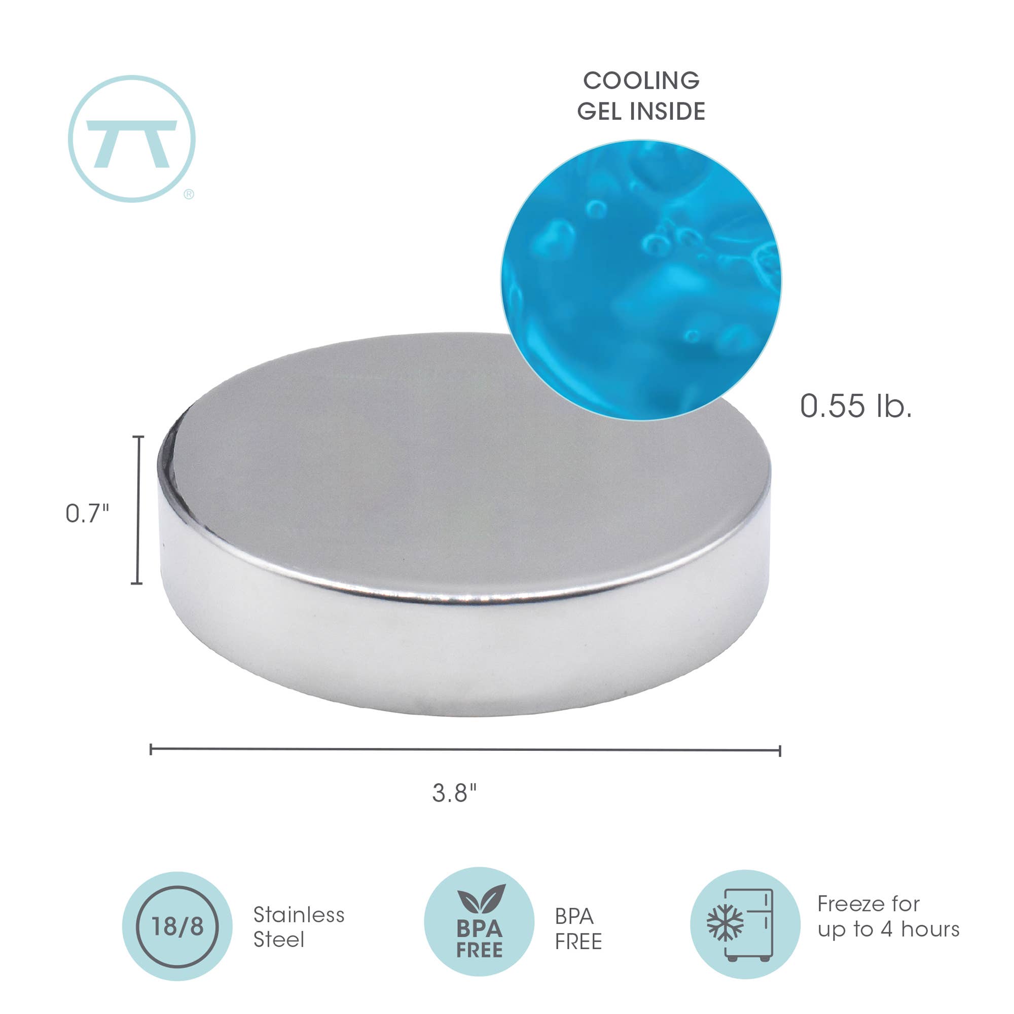 Fox Run Brands - Wholesale Ice-pack - Outset Ronde IJspacks van Roestvrij Staal, Set van 2, 3,75"7