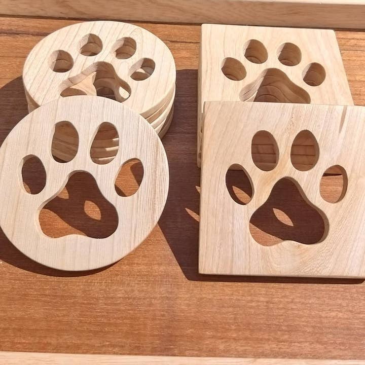 WOODEN TIES & GIFTS – wholesale Coasters – Wooden Drinks Coasters - Dog Paw - Cat Paw3