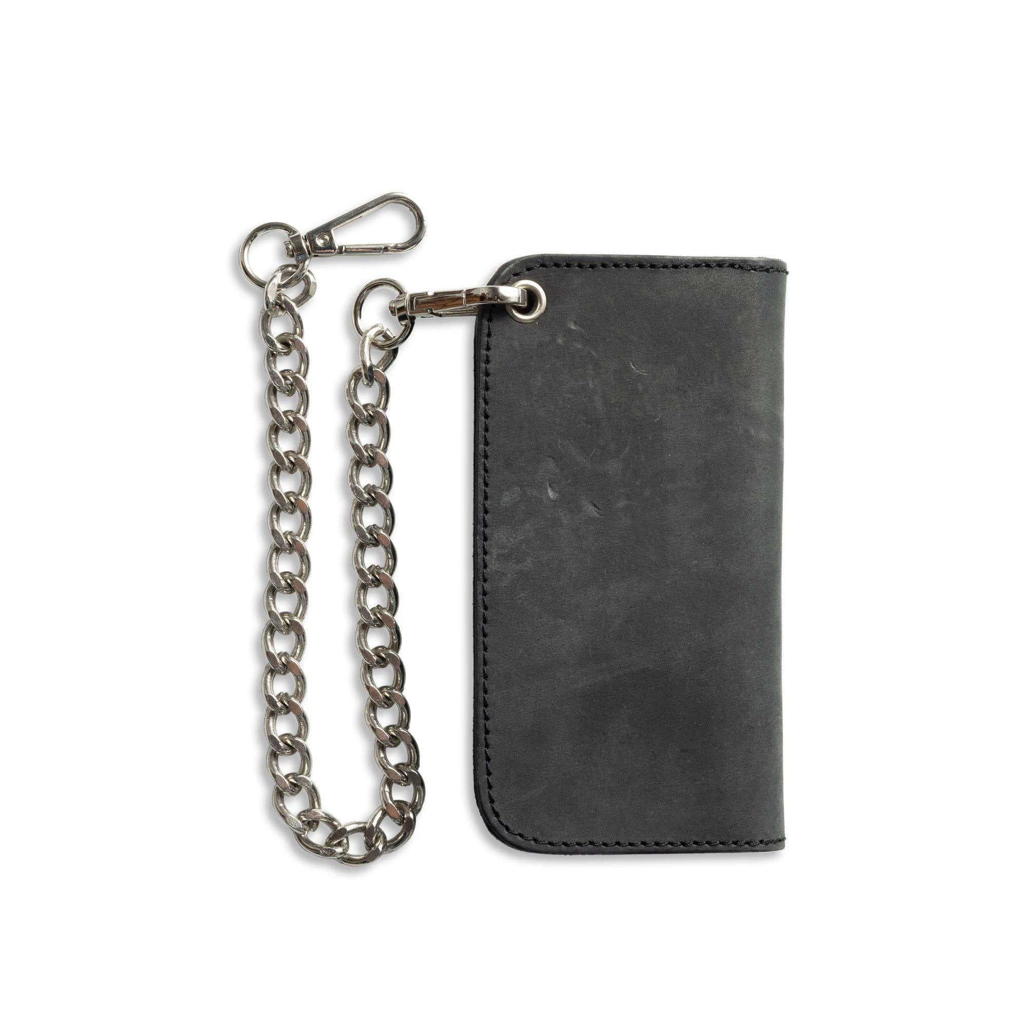 Gunmetal Black Small Leather Trucker Wallet by New York for wholesale on Faire1