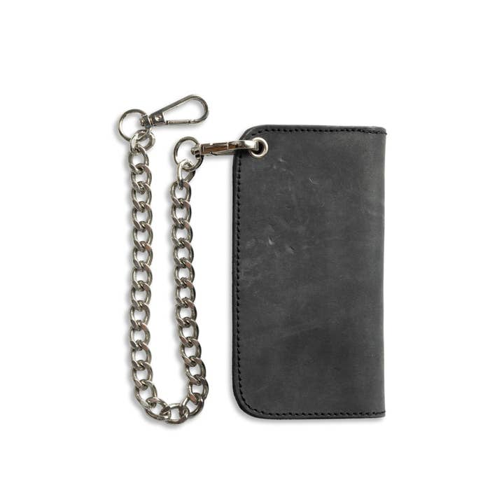 Gunmetal Black Small Leather Trucker Wallet by New York for wholesale on Faire1