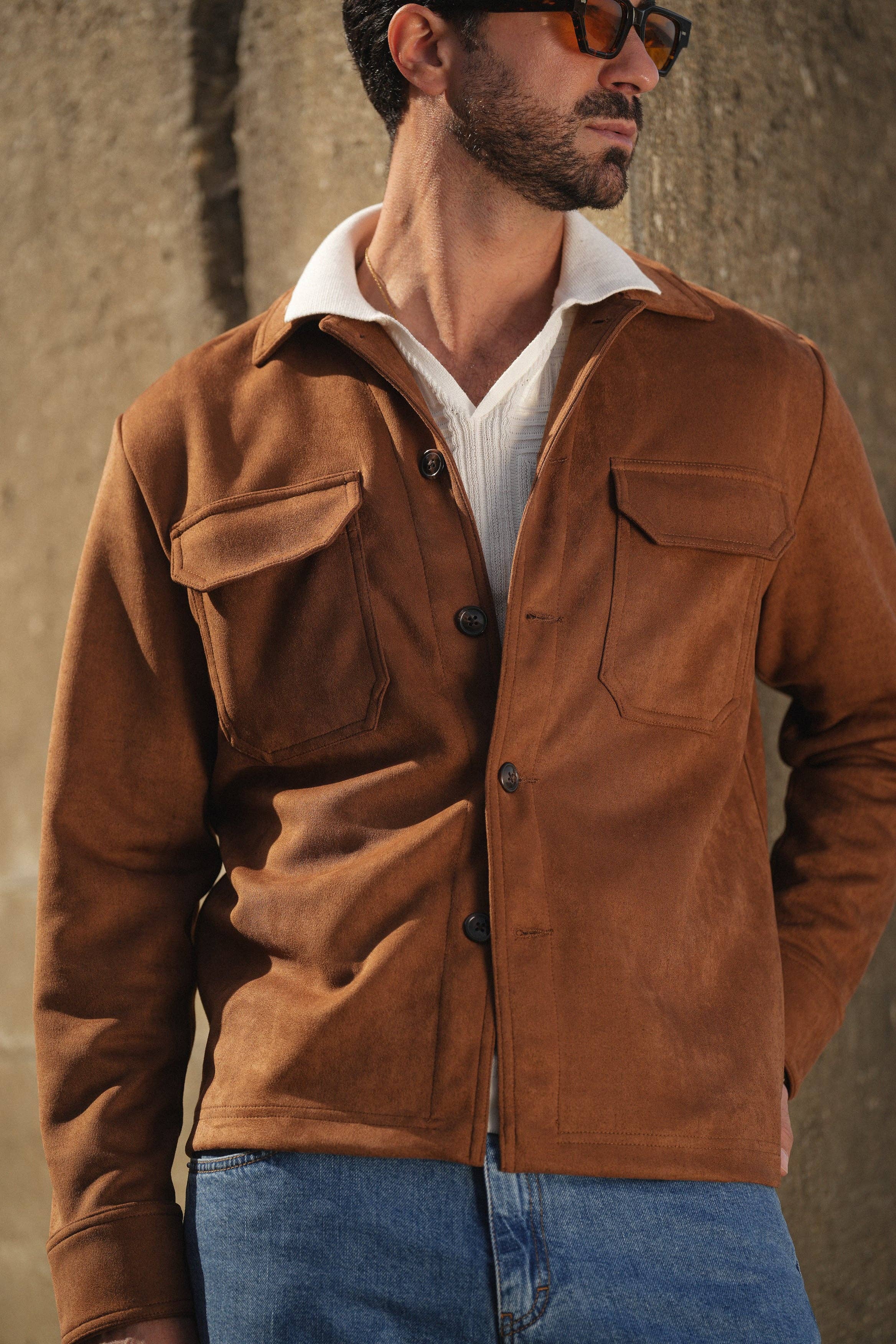 DONATO - Wholesale Shirt Jacket/Shacket - Men's - CAMEL SUEDE OUTERSHIRT3