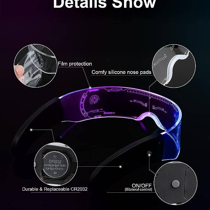 SugarQuoteMeNot LLC - Wholesale Sunglasses - Unisex - Cyberpunk LED Glasses (3 Styles)2