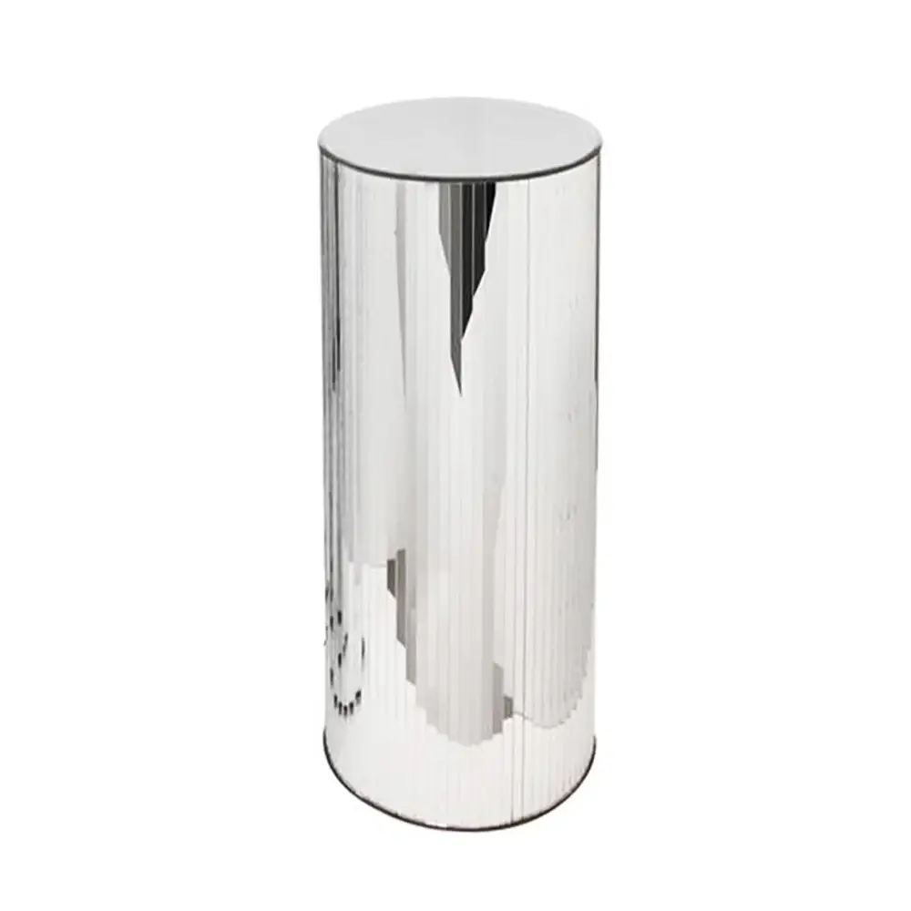 Silver Mirrored Cylindrical Column/Pedestal - Large (H-40"x D-12") for wholesale on Faire5