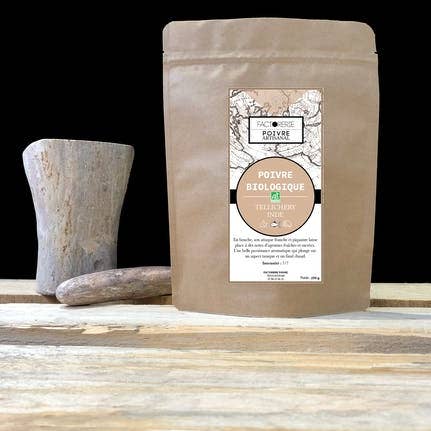 Tellichery biologische zwarte peper 250G India voor wholesale door Factorerie Poivres