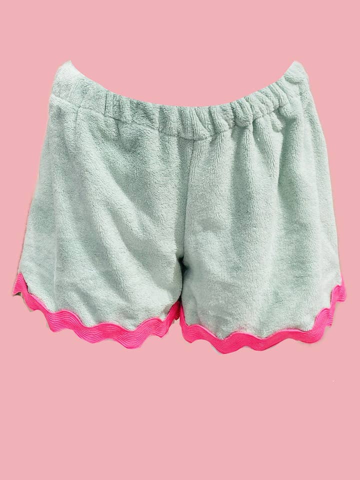 ZIGZAG SPONGE SHORTS F Aqua Green Currant of LOVE for wholesale by RIBES OF LOVE
