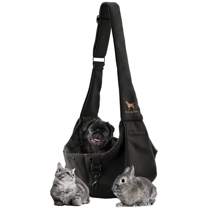Noah and paw - Wholesale Pet Carrier - Cat/Dog - Premium Twill Pet sling Carrier, Snap Style, Black