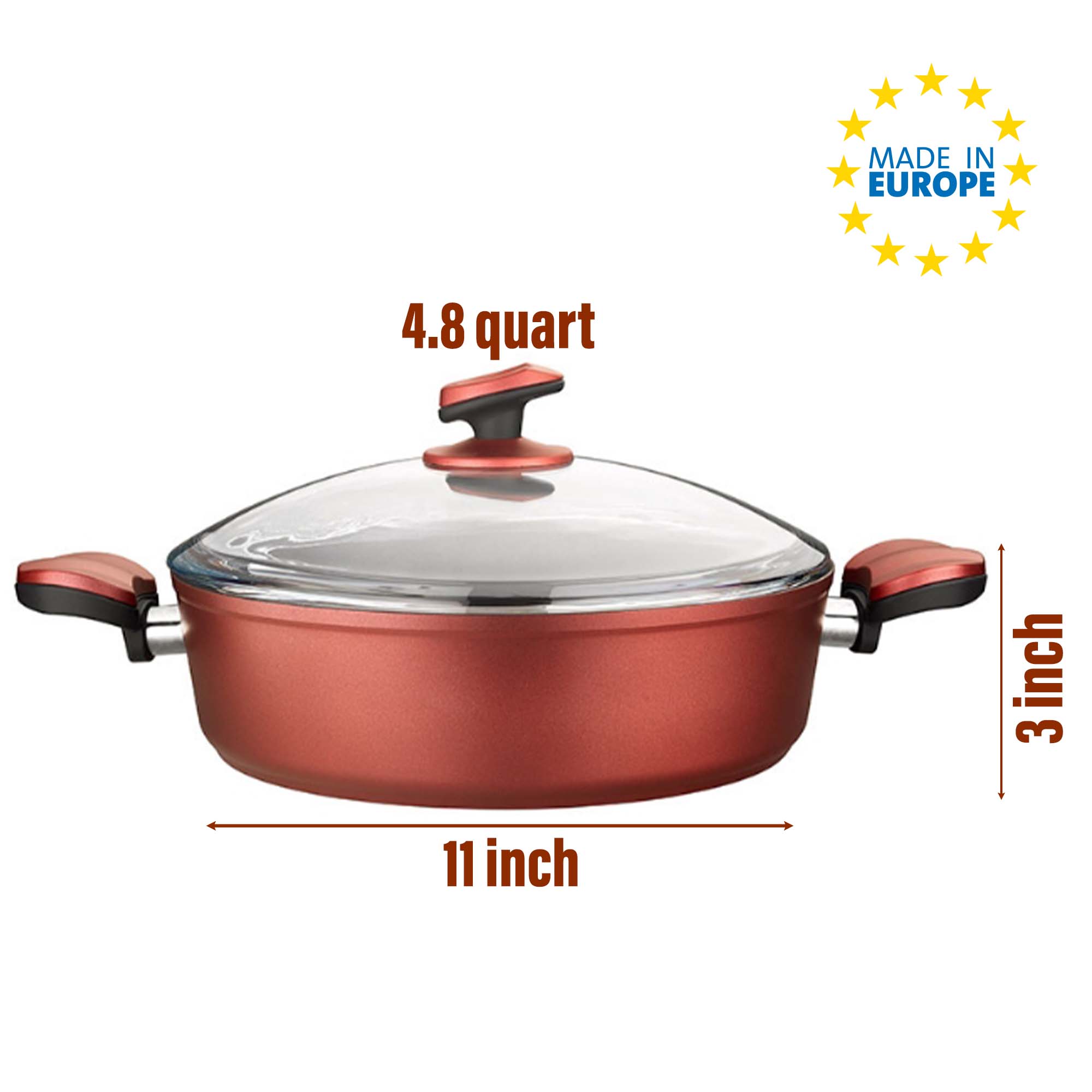 Hakan – wholesale Cooking pot – Titanium Nonstick Low Casserole Pot with Glass Lid8