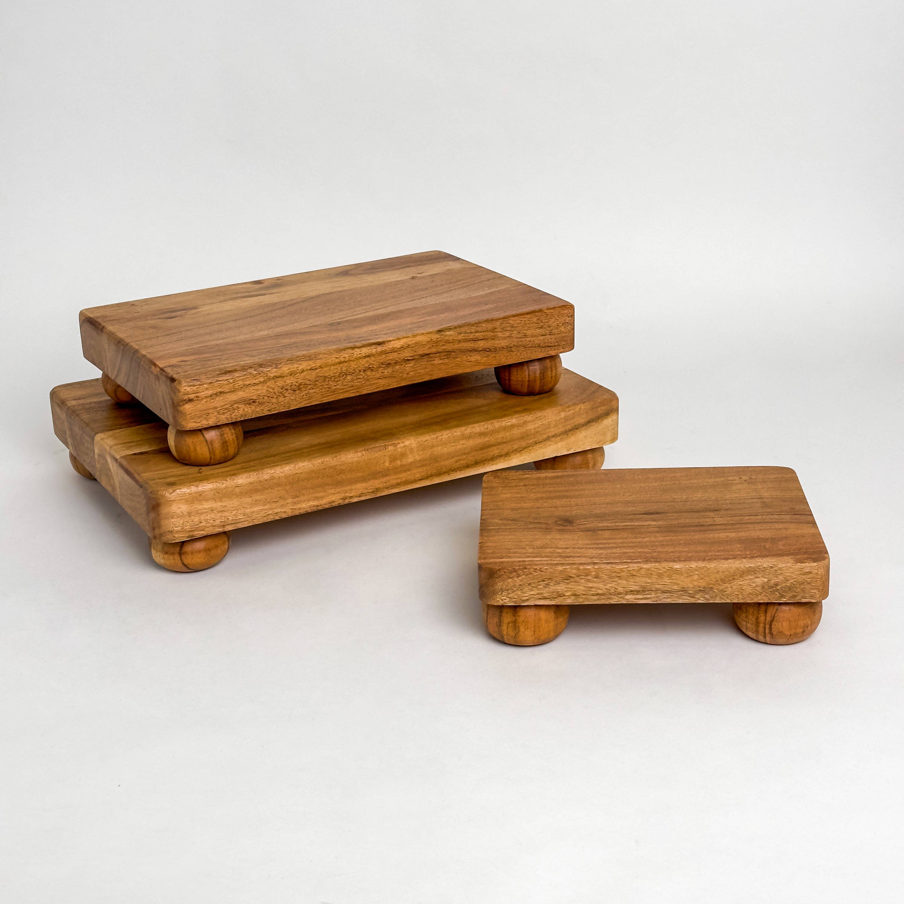 India Handicrafts Inc - Vente Planche à découper - Blocs de boucher en bois d'acacia, ensemble de 33