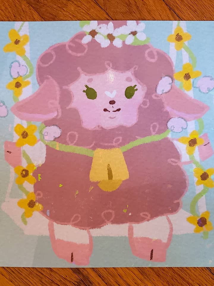 Lolly in the Clouds Large Holographic Print for wholesale by StrawbunnyCake