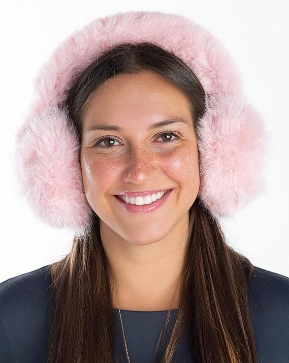 Funky Junque - Wholesale Earwarmers/Ear Muffs - Women's - Women's Adjustable Earmuffs - Long Fur - Rose1
