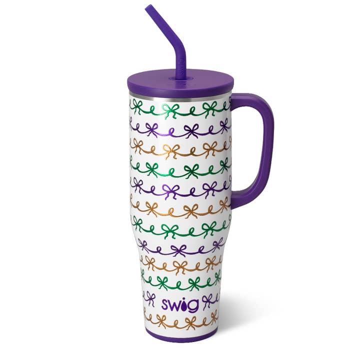 Mardi Gras Bows Mega Mug (40oz) for wholesale by Swig Life