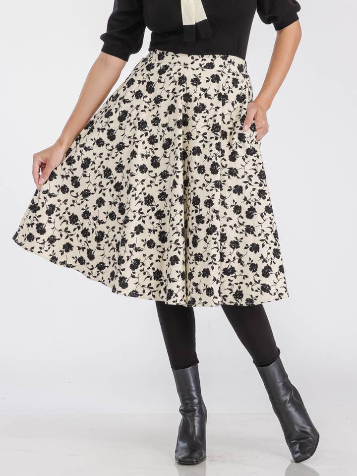 MDJS517-Soft & warm, brushed cotton floral print skirt for wholesale by Tulip.B