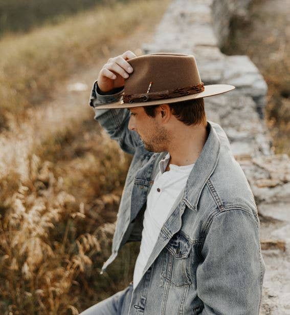 Brown 100% Australian Wool Felt Wide Brim Hat - Style Aspen for wholesale on Faire10