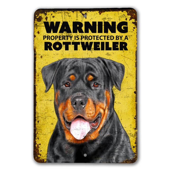 Panneau d'avertissement Rottweiler pour la vente par Real Cool Stickers & Stuff