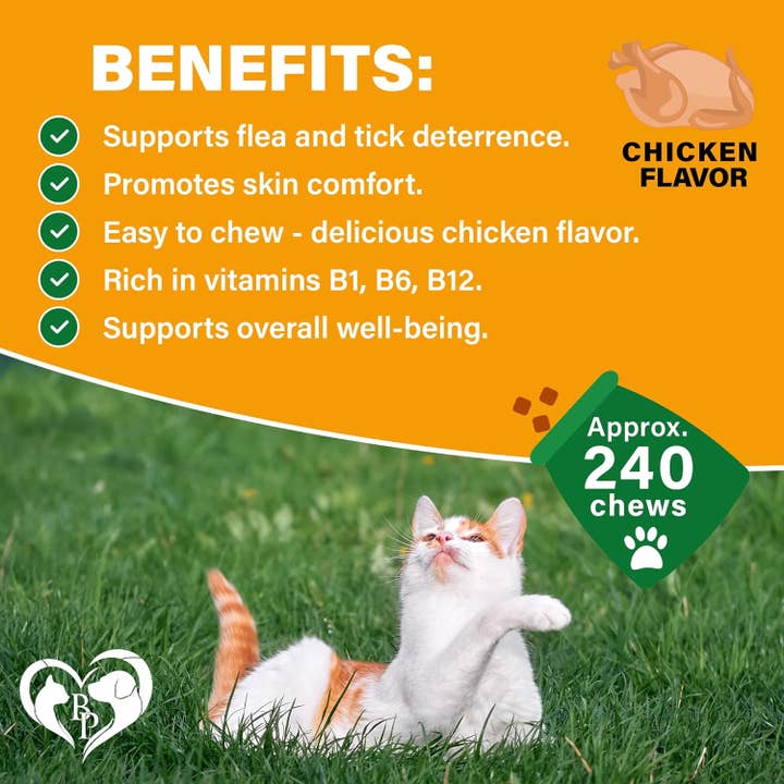 Beloved Pets - Wholesale Pet Treats - Cat - Beloved Pets Flea & Tick Support Chewable Treats with Chicken Flavor for Cats, 10-oz Pack2