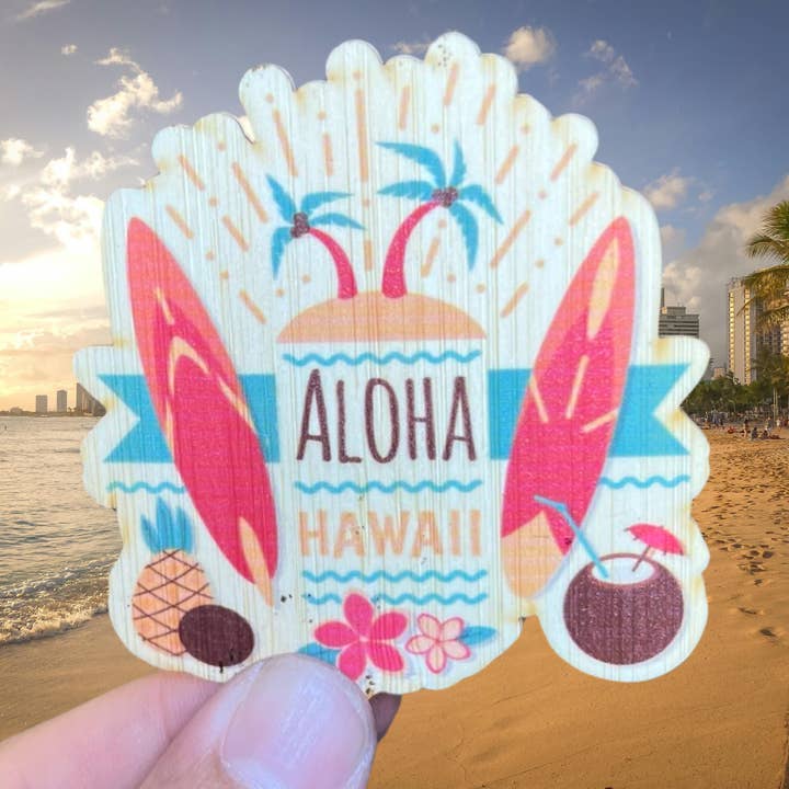 Festive Aloha Hawaï pour la vente par Bamboo Wood Stickers