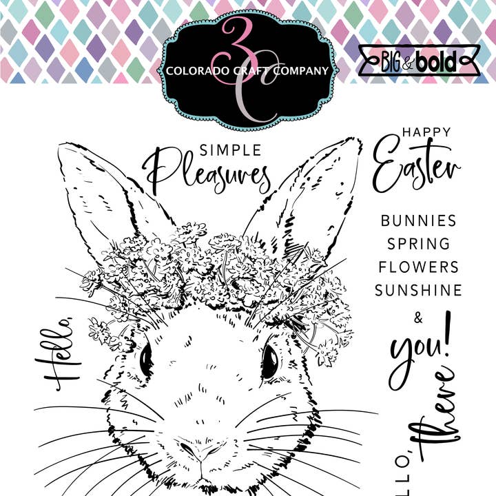 Colorado Craft Company - Wholesale Rubber/Decorative Stamp - BB445 Big & Bold ~Hello Bunny