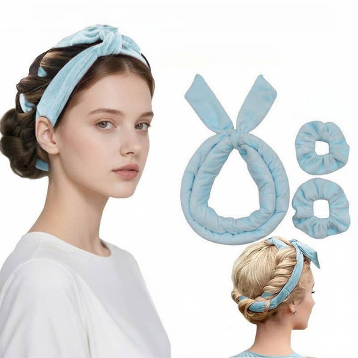 Plush Heatless Curling Headband Set with Scrunchies for Soft for wholesale by AK Brand