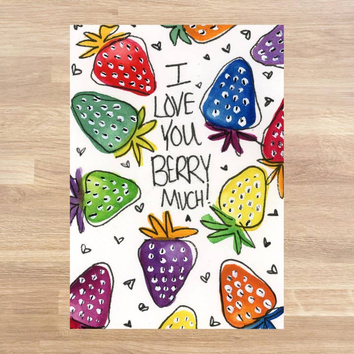Love You Berry Much Greeting Card for wholesale by Meg Huff Photography & Art